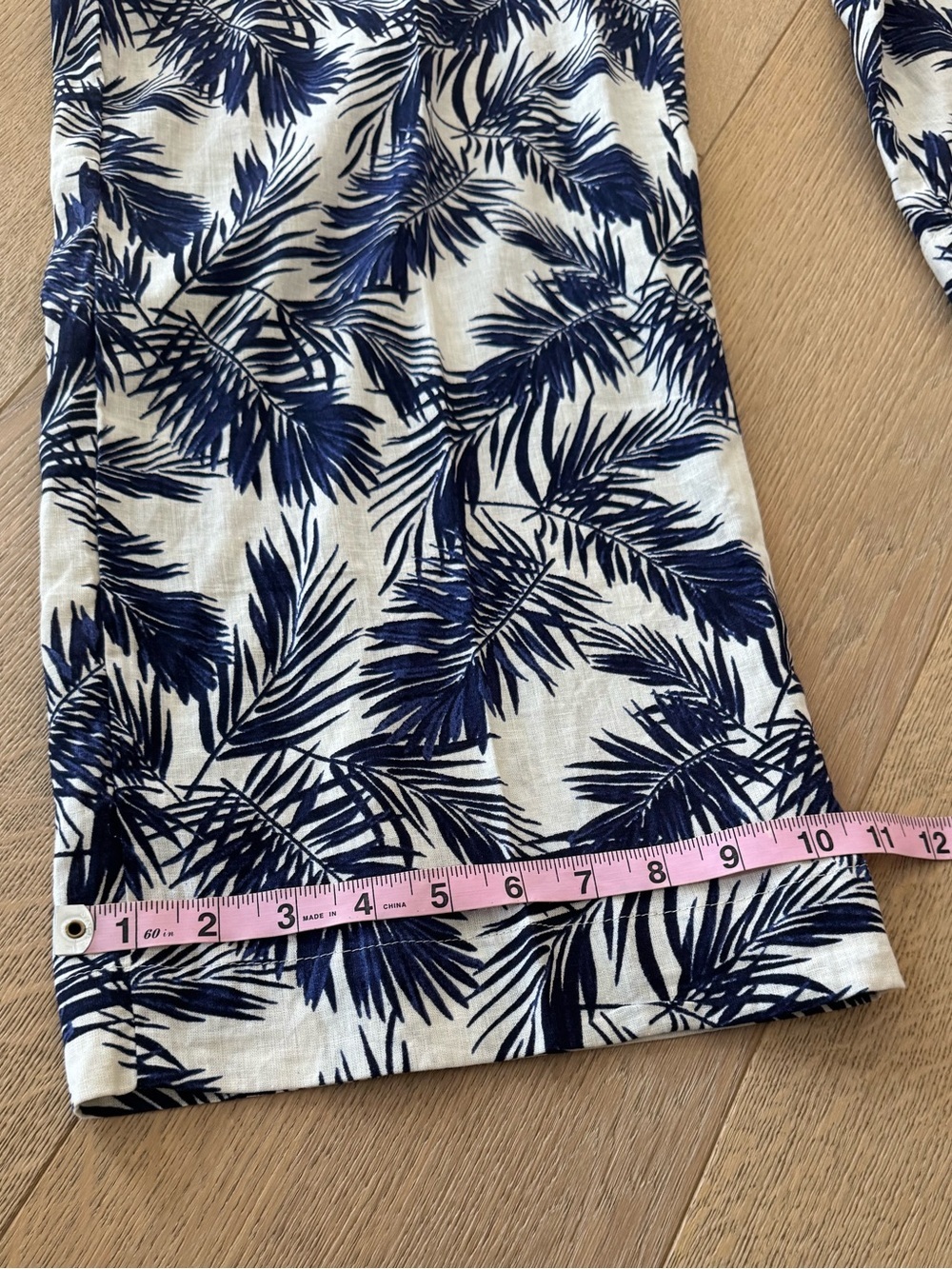 Panama Jack Linen Pants Palm Print Blue and Ivory Size Small - Picture 8 of 9